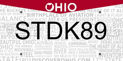 STDK89 Ohio License Plate