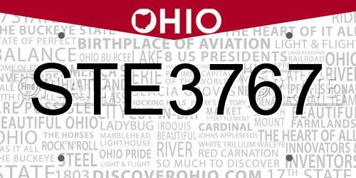 STE3767 Ohio License Plate