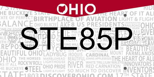 STE85P Ohio License Plate