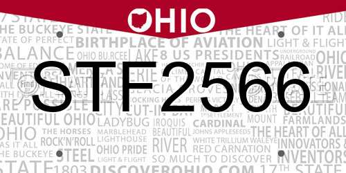 STF2566 Ohio License Plate