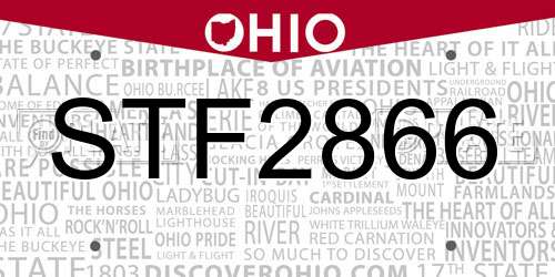 STF2866 Ohio License Plate