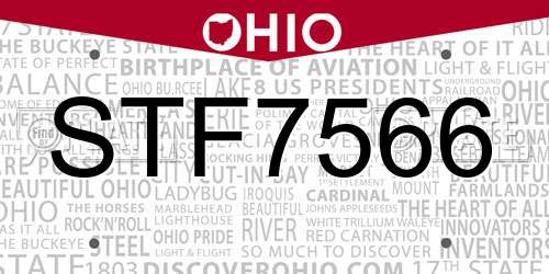 STF7566 Ohio License Plate