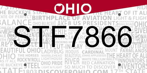 STF7866 Ohio License Plate