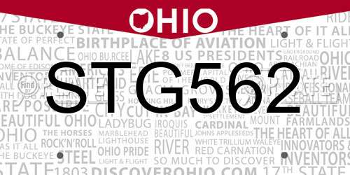 STG562 Ohio License Plate