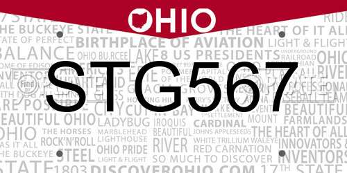 STG567 Ohio License Plate