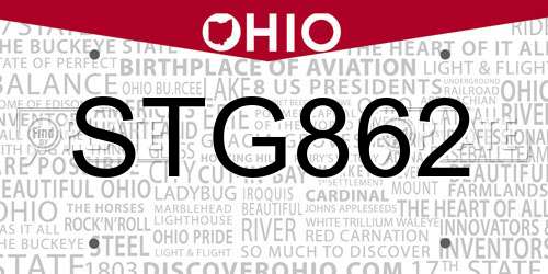 STG862 Ohio License Plate