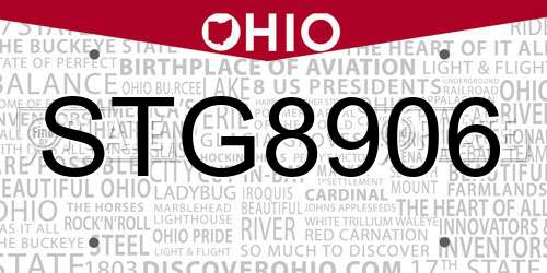 STG8906 Ohio License Plate