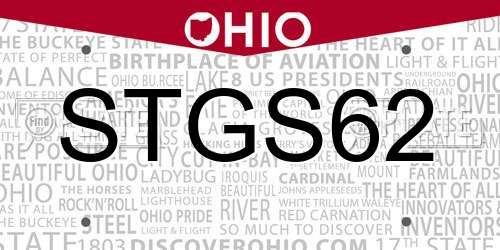 STGS62 Ohio License Plate