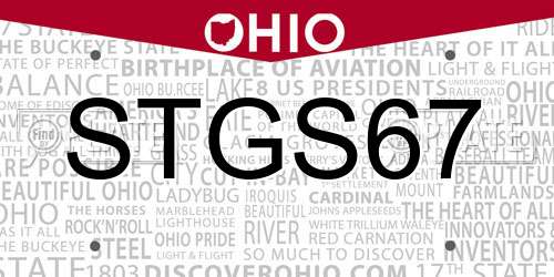 STGS67 Ohio License Plate