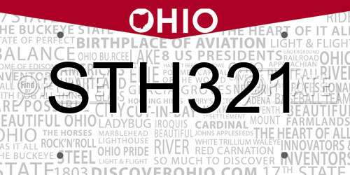 STH321 Ohio License Plate
