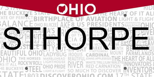 STHORPE Ohio License Plate