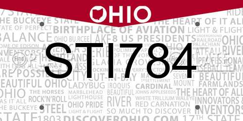 STI784 Ohio License Plate