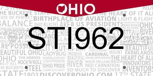 STI962 Ohio License Plate