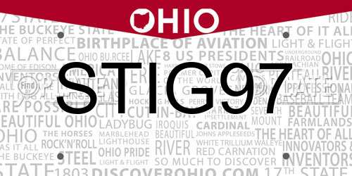 STIG97 Ohio License Plate
