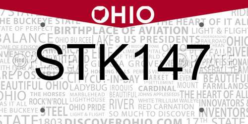 STK147 Ohio License Plate