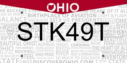 STK49T Ohio License Plate