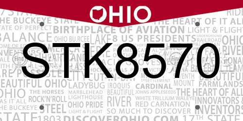 STK8570 Ohio License Plate