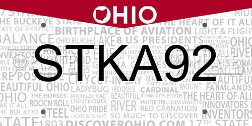 STKA92 Ohio License Plate