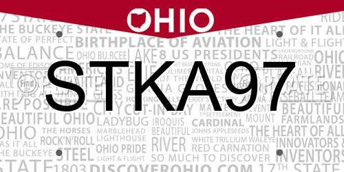 STKA97 Ohio License Plate