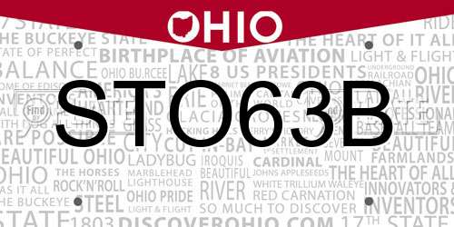 STO63B Ohio License Plate