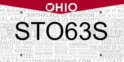 STO63S Ohio License Plate