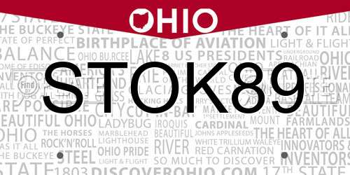 STOK89 Ohio License Plate