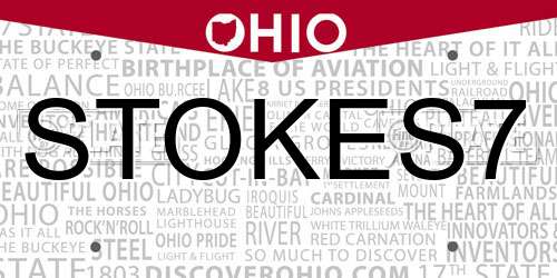 STOKES7 Ohio License Plate