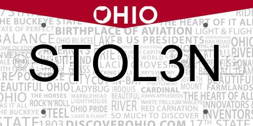 STOL3N Ohio License Plate