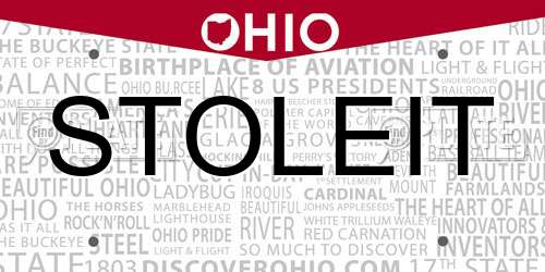 STOLEIT Ohio License Plate