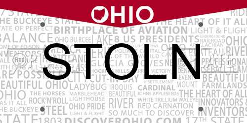 STOLN Ohio License Plate