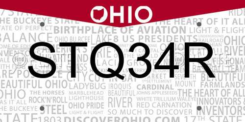 STQ34R Ohio License Plate