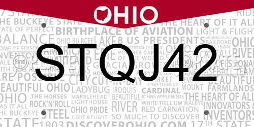STQJ42 Ohio License Plate
