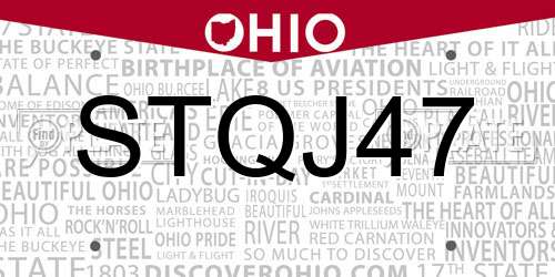 STQJ47 Ohio License Plate