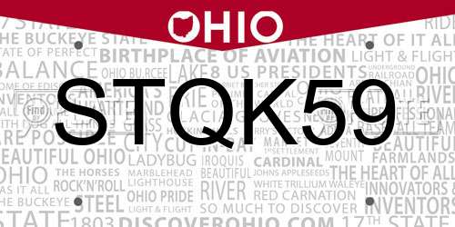 STQK59 Ohio License Plate