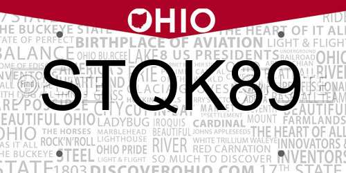 STQK89 Ohio License Plate