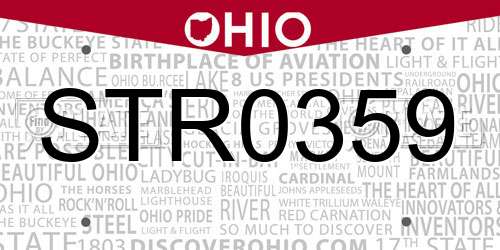 STR0359 Ohio License Plate
