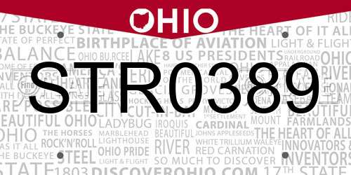 STR0389 Ohio License Plate