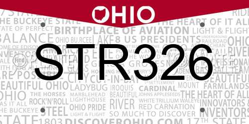 STR326 Ohio License Plate
