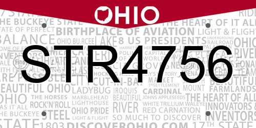 STR4756 Ohio License Plate