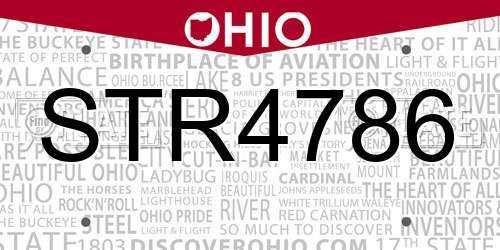 STR4786 Ohio License Plate