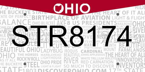 STR8174 Ohio License Plate