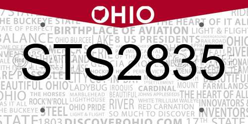 STS2835 Ohio License Plate