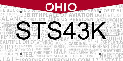 STS43K Ohio License Plate