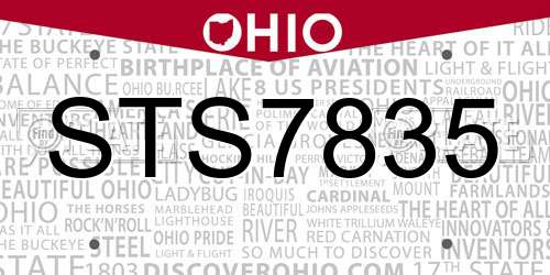STS7835 Ohio License Plate