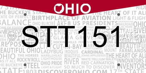 STT151 Ohio License Plate
