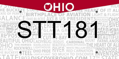 STT181 Ohio License Plate