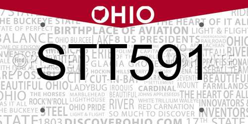STT591 Ohio License Plate