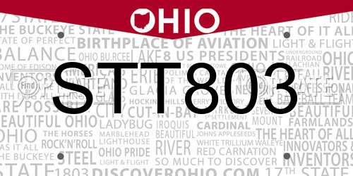 STT803 Ohio License Plate