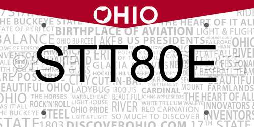 STT80E Ohio License Plate