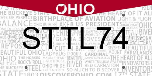 STTL74 Ohio License Plate